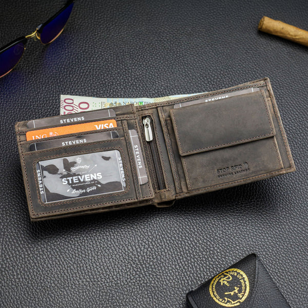Vyriška odinė piniginė Stevens, ruda CB-8888-R