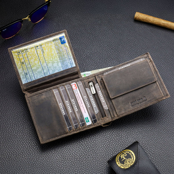 Vyriška odinė piniginė Stevens, ruda CB-8888-R