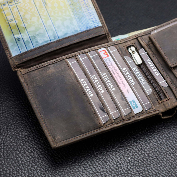 Vyriška odinė piniginė Stevens, ruda CB-8888-R