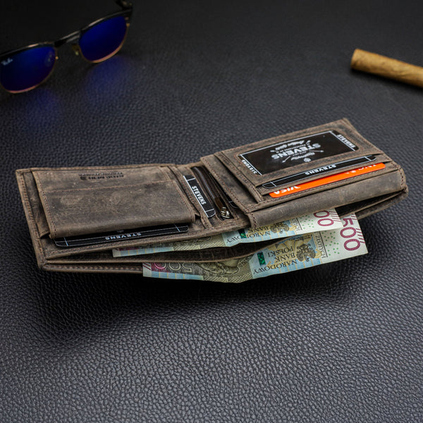 Vyriška odinė piniginė Stevens, ruda CB-8888-R