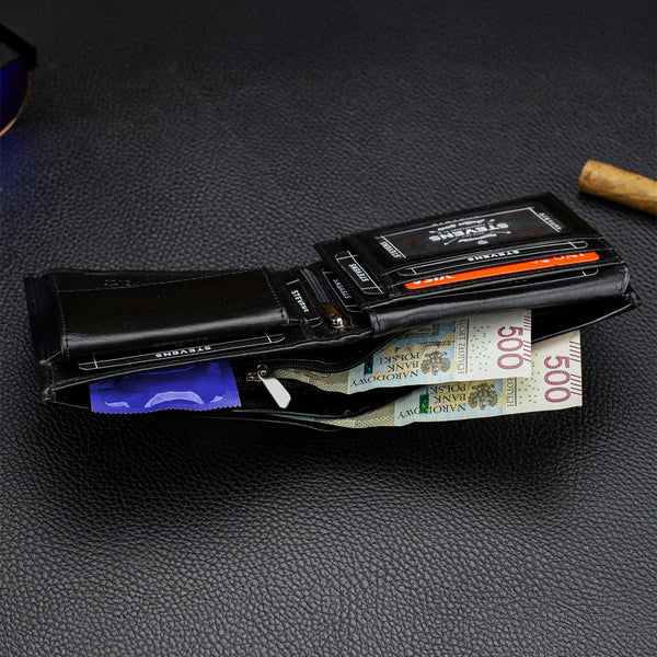 Vyriška odinė piniginė Stevens PREMIUM, juoda, su RFID apsauga 02-8888-R