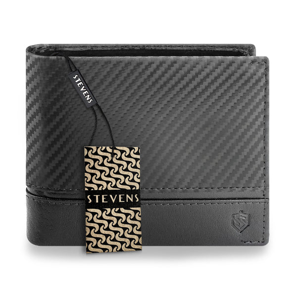 Vyriška odinė piniginė Stevens PREMIUM, juoda, su RFID apsauga 02-8888-R