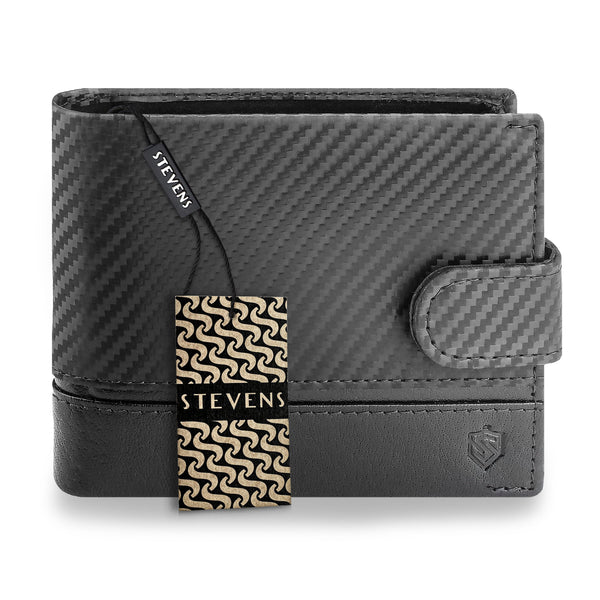 Vyriška odinė piniginė STEVENS, juoda, su RFID apsauga 8888A-R