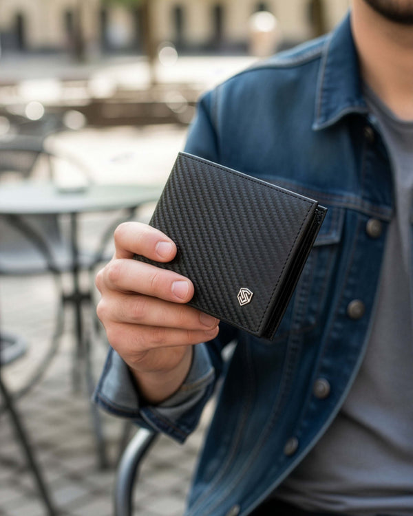 Vyriška odinė piniginė Stevens, plona, juoda, su RFID apsauga 8824-R