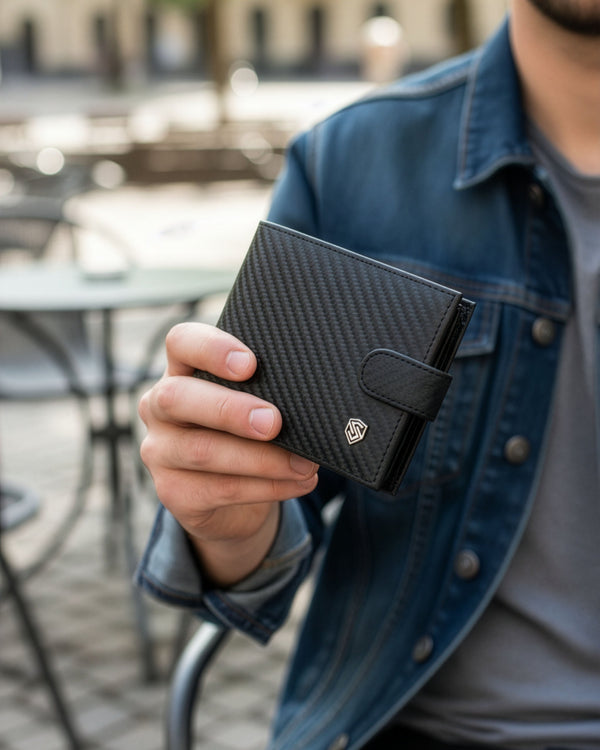 Vyriška odinė piniginė Stevens, plona, juoda, su RFID apsauga 8824A-R