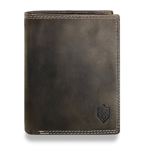 Vyriška odinė piniginė STEVENS su maišeliu, ruda, su RFID apsauga Z04-326