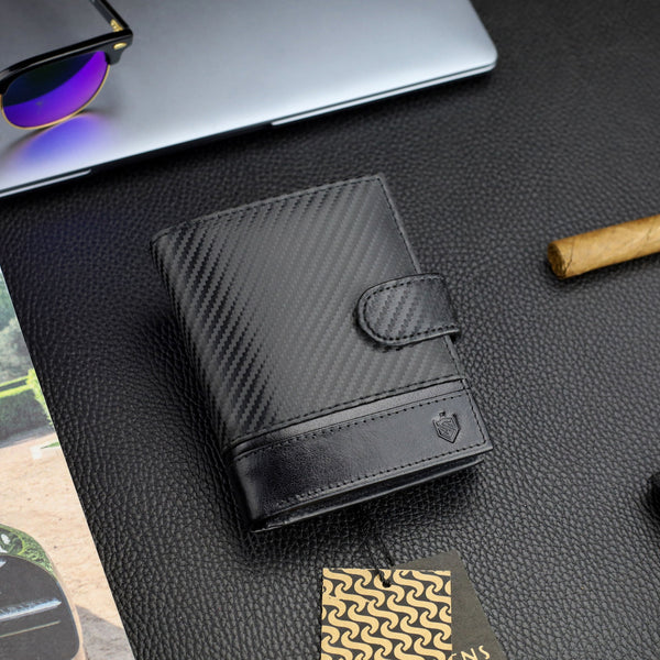 Vyriška odinė piniginė Stevens Carbon, juoda, su RFID apsauga 02-326A-R
