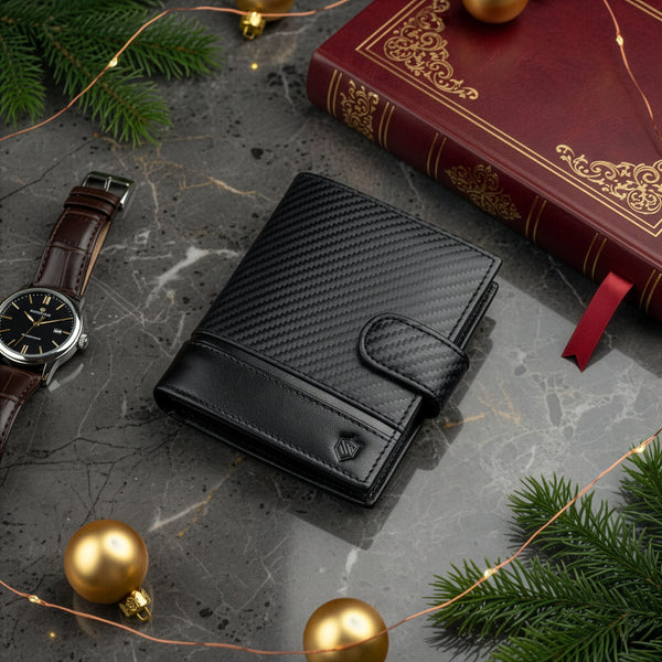 Vyriška odinė piniginė Stevens Carbon, juoda, su RFID apsauga 02-326A-R