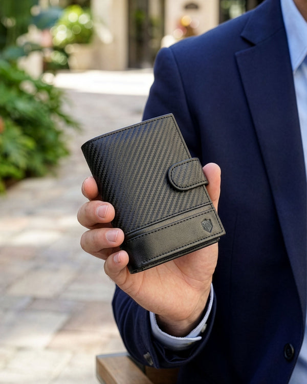 Vyriška odinė piniginė Stevens Carbon, juoda, su RFID apsauga 02-326A-R