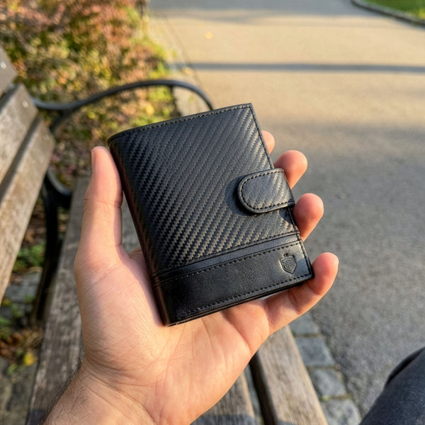 Vyriška odinė piniginė Stevens Carbon, juoda, su RFID apsauga 02-326A-R