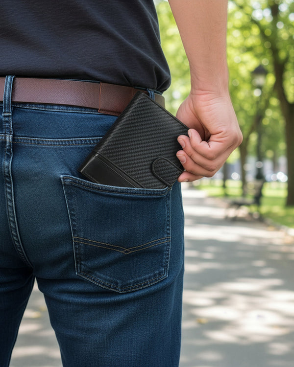 Vyriška odinė piniginė Stevens Carbon, juoda, su RFID apsauga 02-326A-R