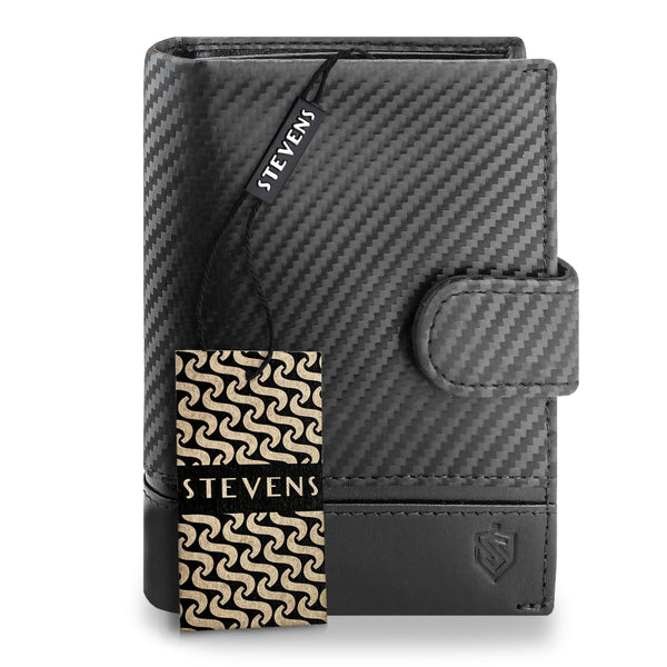 Vyriška odinė piniginė Stevens Carbon, juoda, su RFID apsauga 02-326A-R