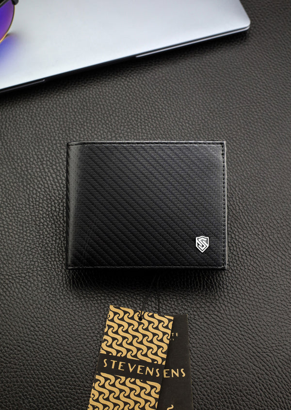 Vyriška odinė piniginė Stevens, juoda, RFID apsauga