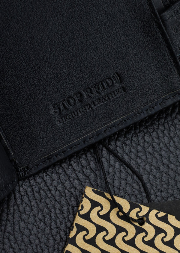 Vyriška odinė piniginė Stevens, juoda, RFID apsauga