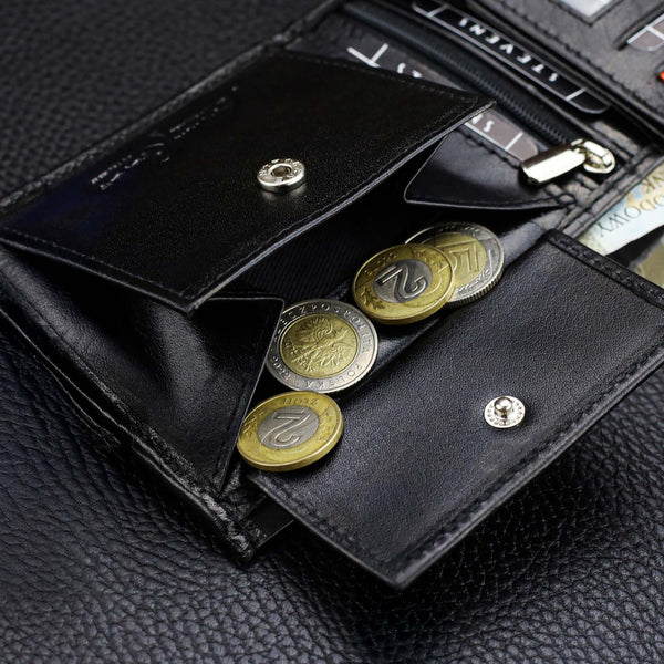 Vyriška odinė piniginė Stevens, juoda, su RFID apsauga 02-325-R