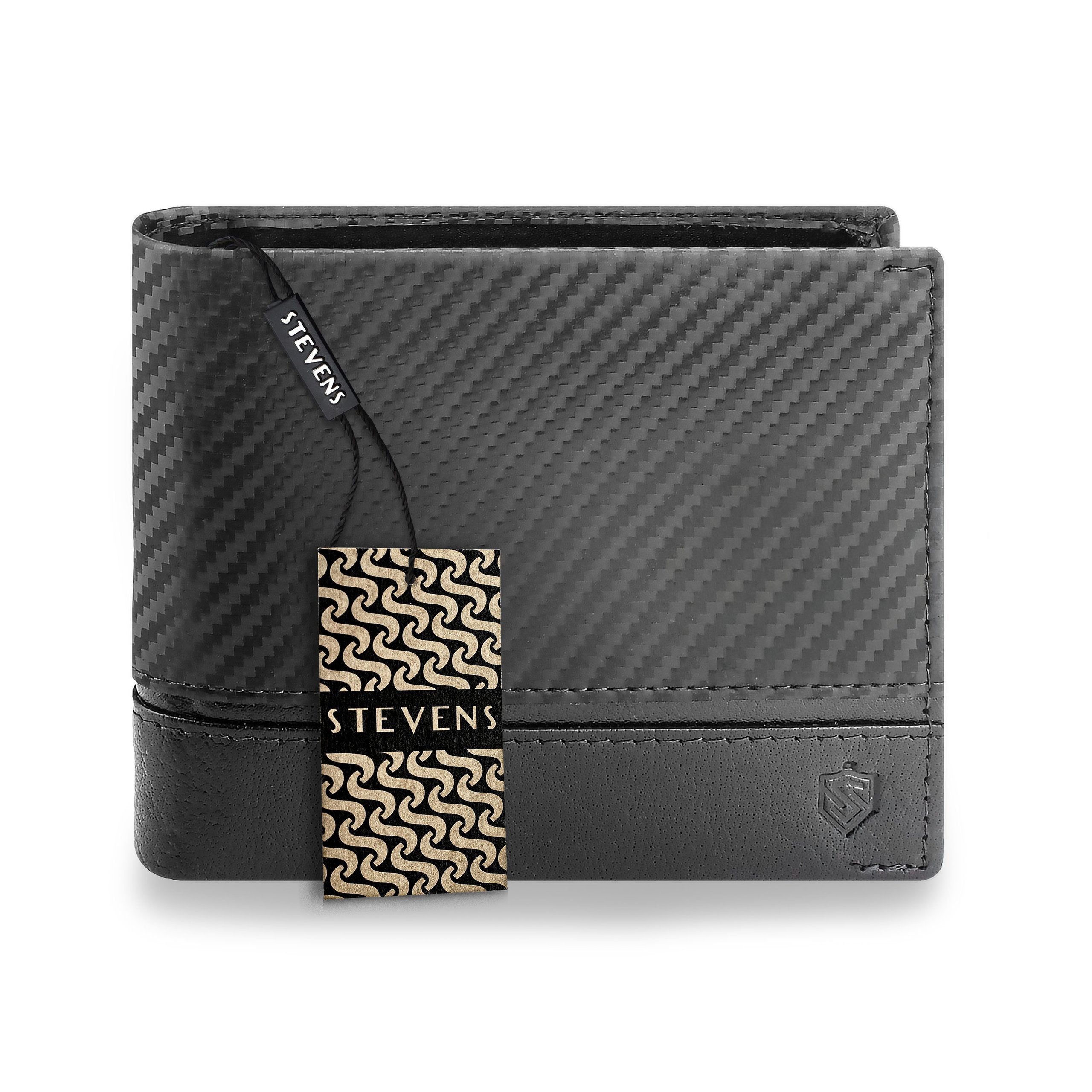 Vyriška odinė piniginė Stevens, juoda, su RFID apsauga 02-325-R