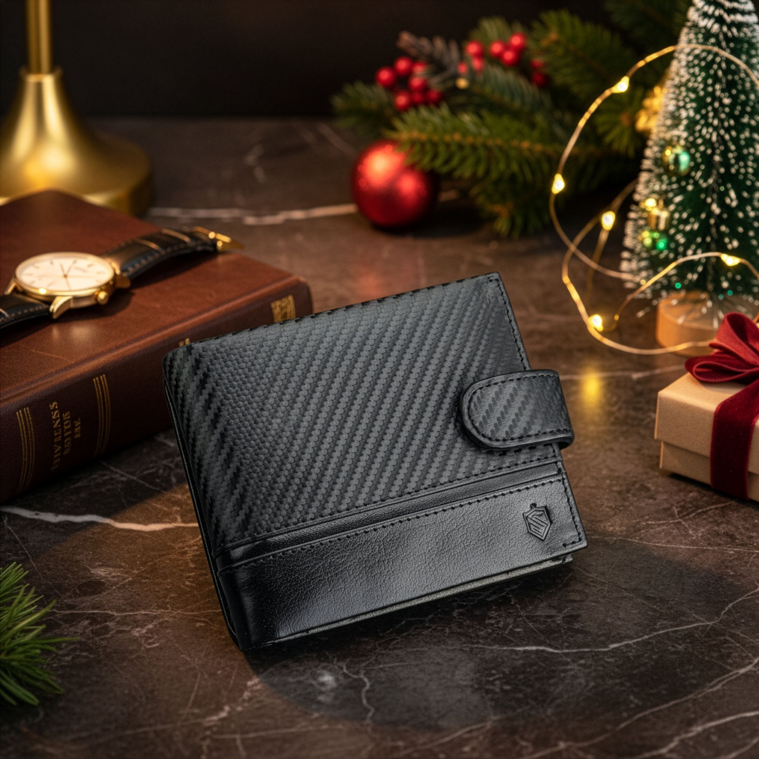 Vyriška odinė piniginė Stevens, juoda, su RFID ir anglies pluošto danga 02-325A-R