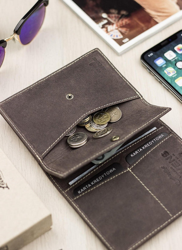 Vyriška odinė piniginė STEVENS RFID su apsauga Plona SLIM S199