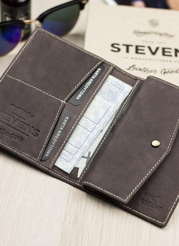 Vyriška odinė piniginė STEVENS RFID su apsauga Plona SLIM S199