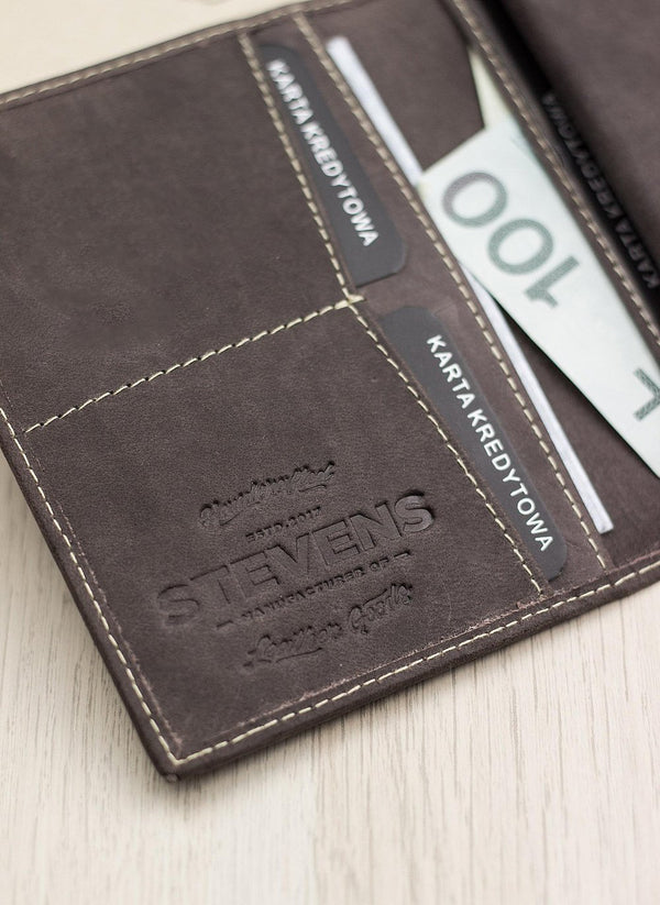 Vyriška odinė piniginė STEVENS RFID su apsauga Plona SLIM S199