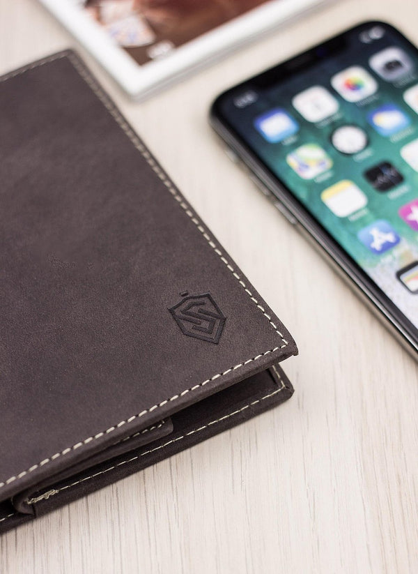 Vyriška odinė piniginė STEVENS RFID su apsauga Plona SLIM S199
