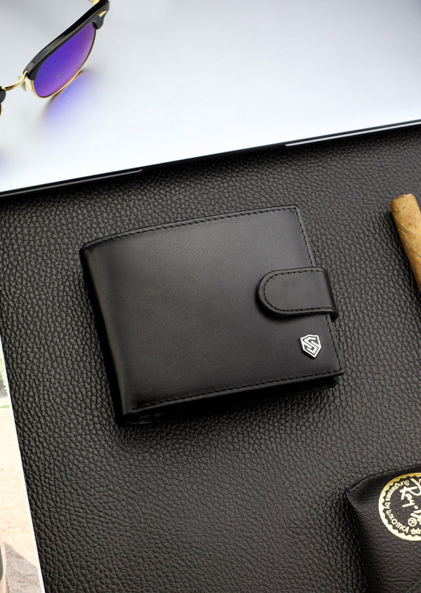 Vyriška odinė piniginė Stevens Z3-325A, juoda S182