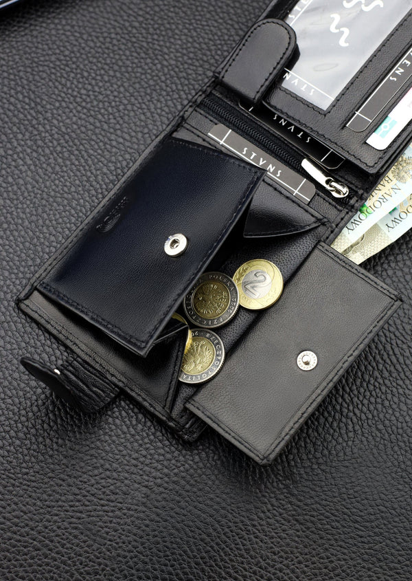 Vyriška odinė piniginė Stevens Z3-325A, juoda S182