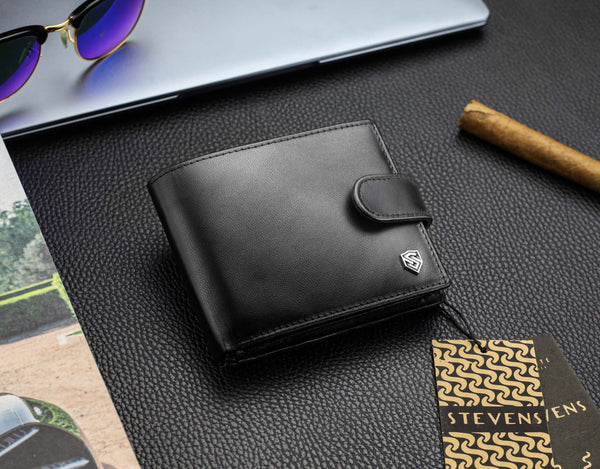 Vyriška odinė piniginė Stevens Z3-325A, juoda S182
