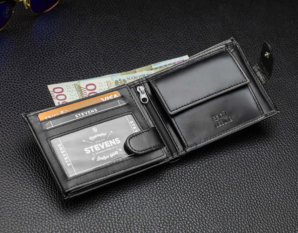 Vyriška odinė piniginė Stevens Z3-325A, juoda S182