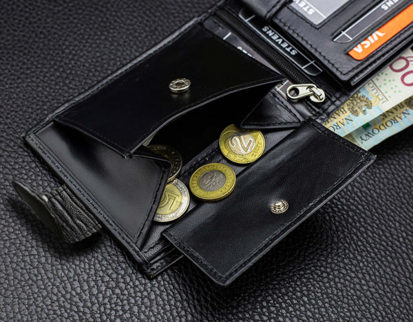 Vyriška odinė piniginė Stevens Z3-325A, juoda S182