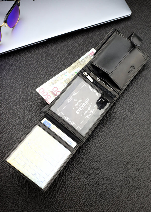 Vyriška odinė piniginė Stevens Z3-325A, juoda S182