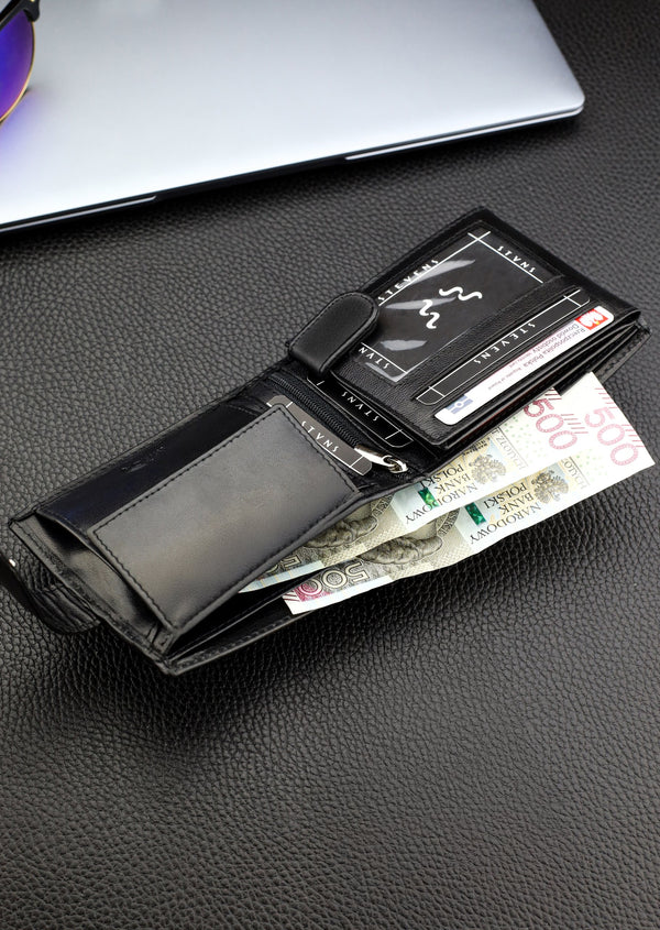 Vyriška odinė piniginė Stevens Z3-325A, juoda S182