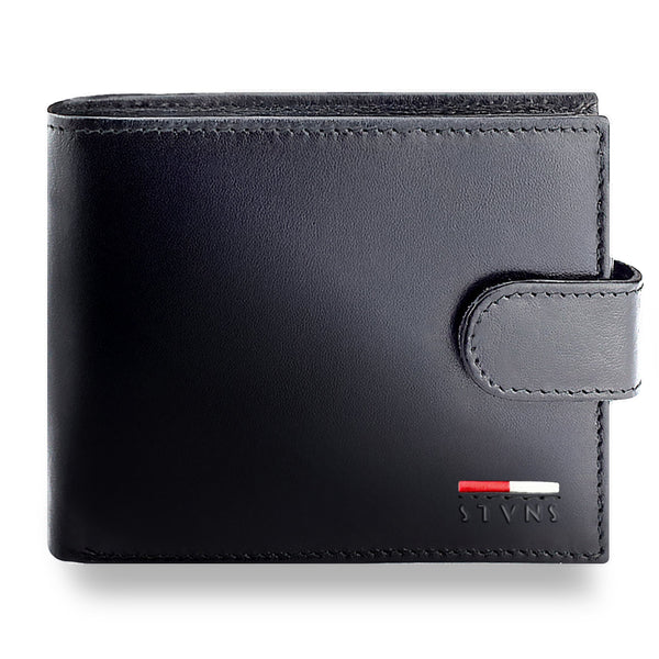 Vyriška odinė piniginė Stevens su RFID apsauga, juoda PREMIUM 07-325A