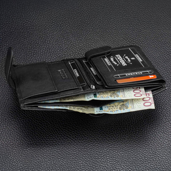 Vyriška odinė piniginė STEVENS su maišeliu, su RFID apsauga 326A