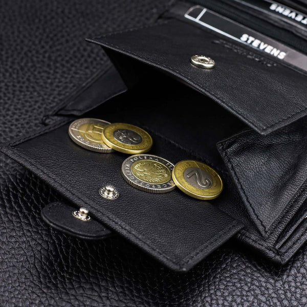 Vyriška odinė piniginė STEVENS su maišeliu, su RFID apsauga 326A