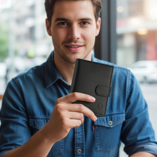 Vyriška odinė piniginė STEVENS su maišeliu, su RFID apsauga 326A