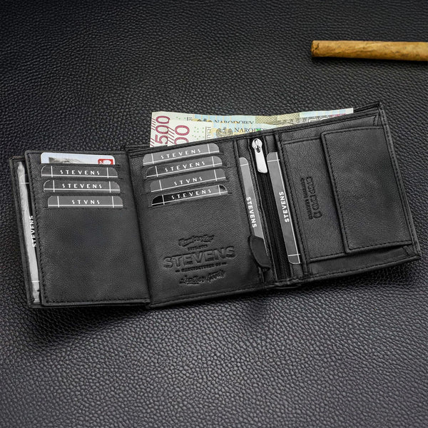 Dovanų rinkinys vyrams piniginė ir diržas Stevens, juodas D153