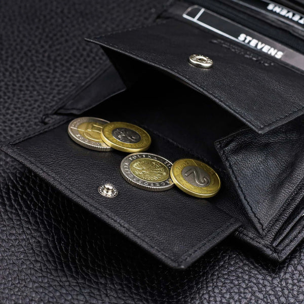 Dovanų rinkinys vyrams piniginė ir diržas Stevens, juodas D153