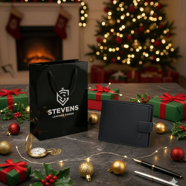 Vyriška odinė piniginė Stevens su RFID apsauga, juoda PREMIUM W-325A