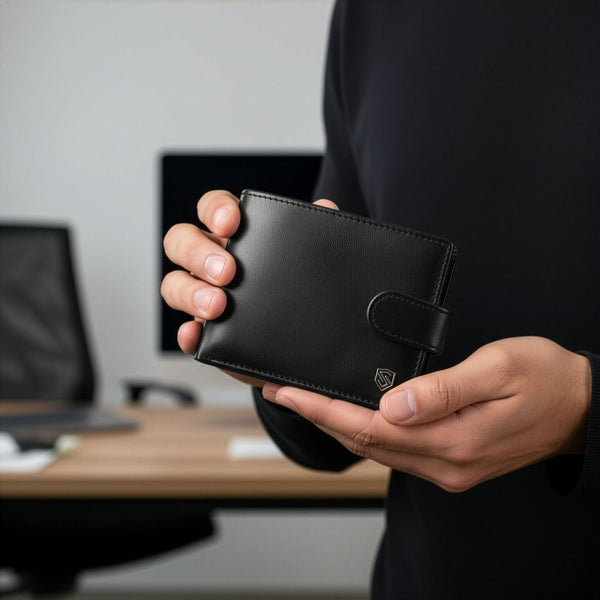 Vyriška odinė piniginė Stevens su RFID apsauga, juoda PREMIUM 03-325A