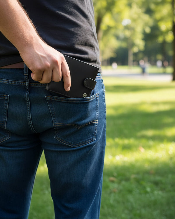 Vyriška odinė piniginė Stevens su RFID apsauga, juoda PREMIUM 03-325A