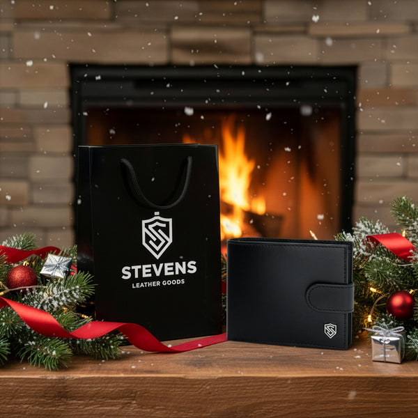 Vyriška odinė piniginė Stevens su RFID apsauga, juoda PREMIUM 03-325A