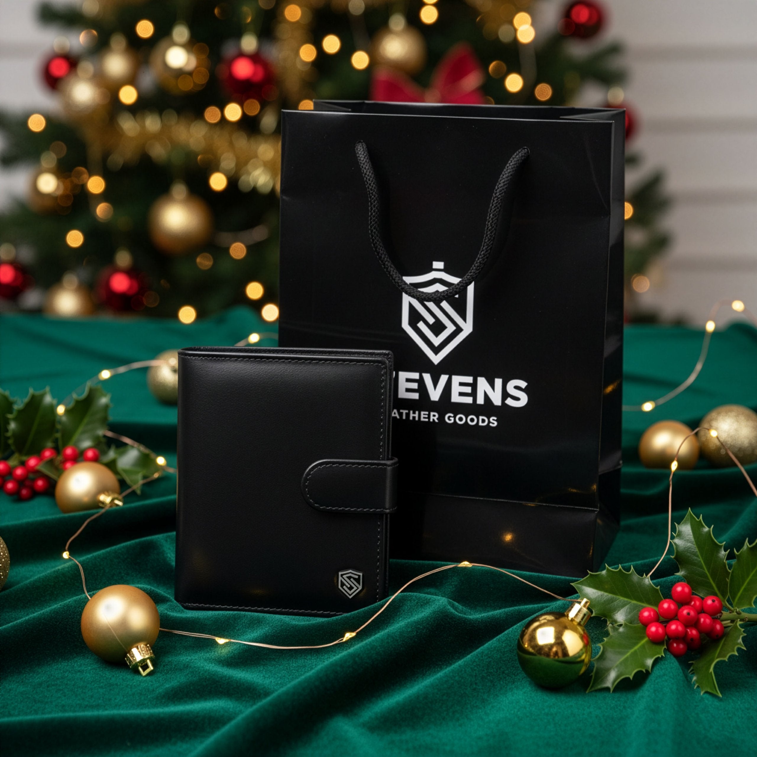 Vyriška odinė piniginė STEVENS su maišeliu, juoda, RFID apsauga Z03-326A