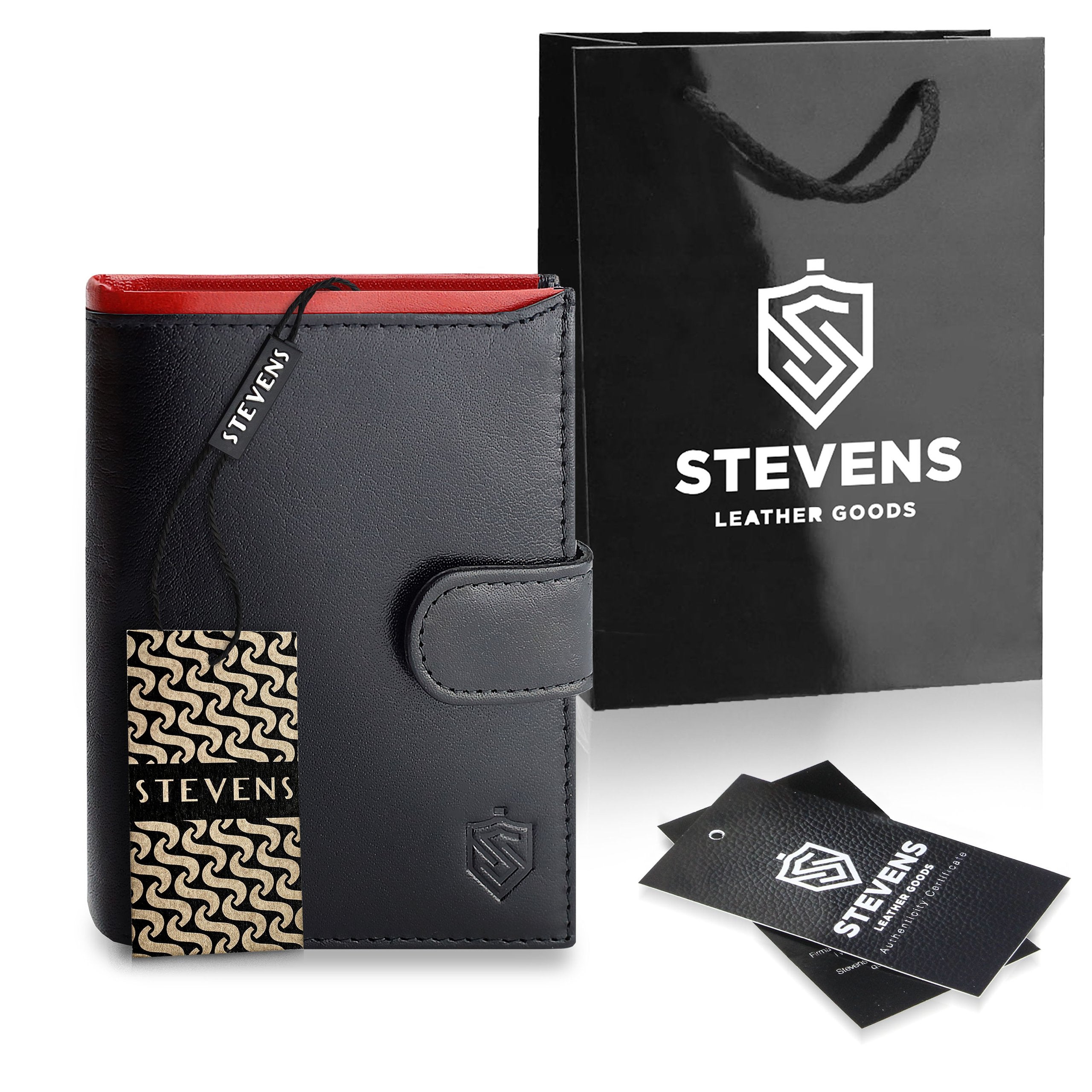 Vyriška odinė piniginė STEVENS su maišeliu, juoda, su RFID apsauga Z06-326A