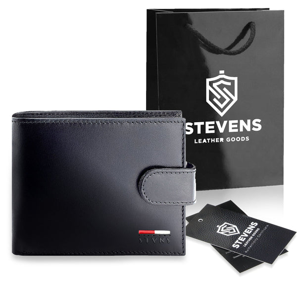 Vyriška odinė piniginė Stevens su RFID apsauga, juoda PREMIUM 07-325A