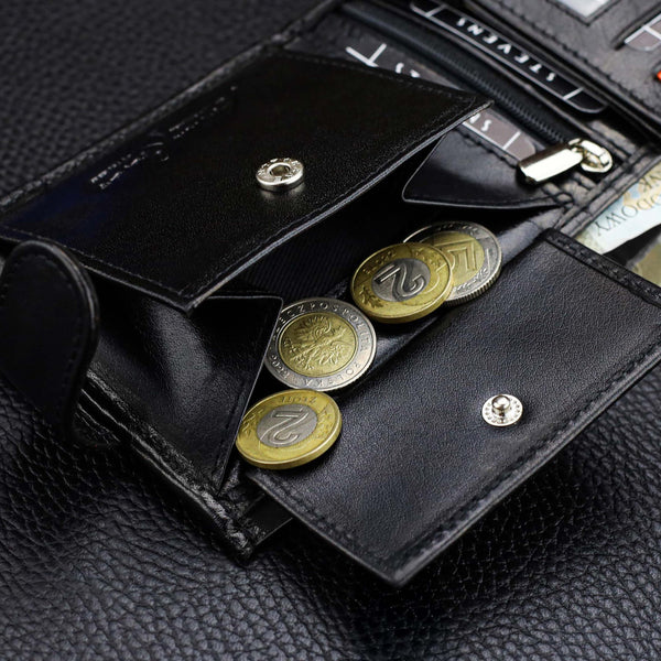 Vyriška odinė piniginė Stevens su RFID apsauga, juoda PREMIUM 07-325A