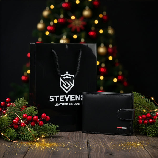 Vyriška odinė piniginė Stevens su RFID apsauga, juoda PREMIUM 07-325A