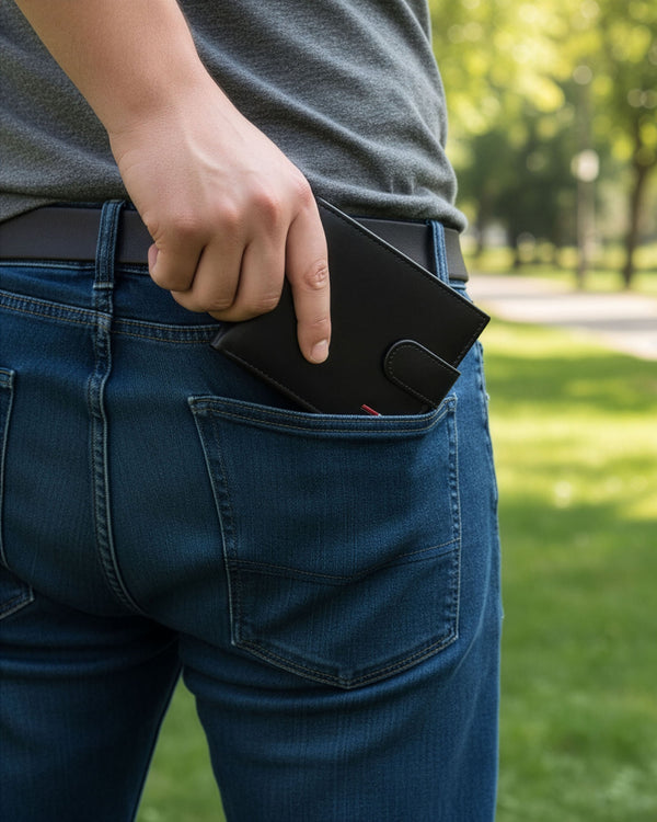 Vyriška odinė piniginė Stevens su RFID apsauga, juoda PREMIUM 07-325A