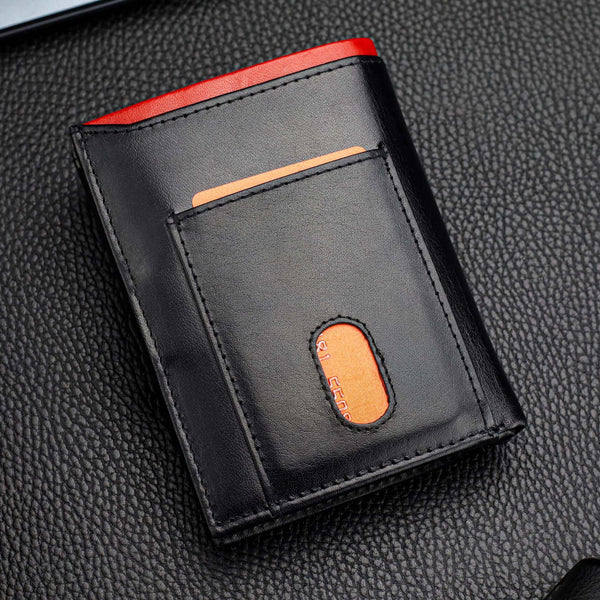 Vyriška odinė piniginė STEVENS su maišeliu, juoda, RFID apsauga Z06-326