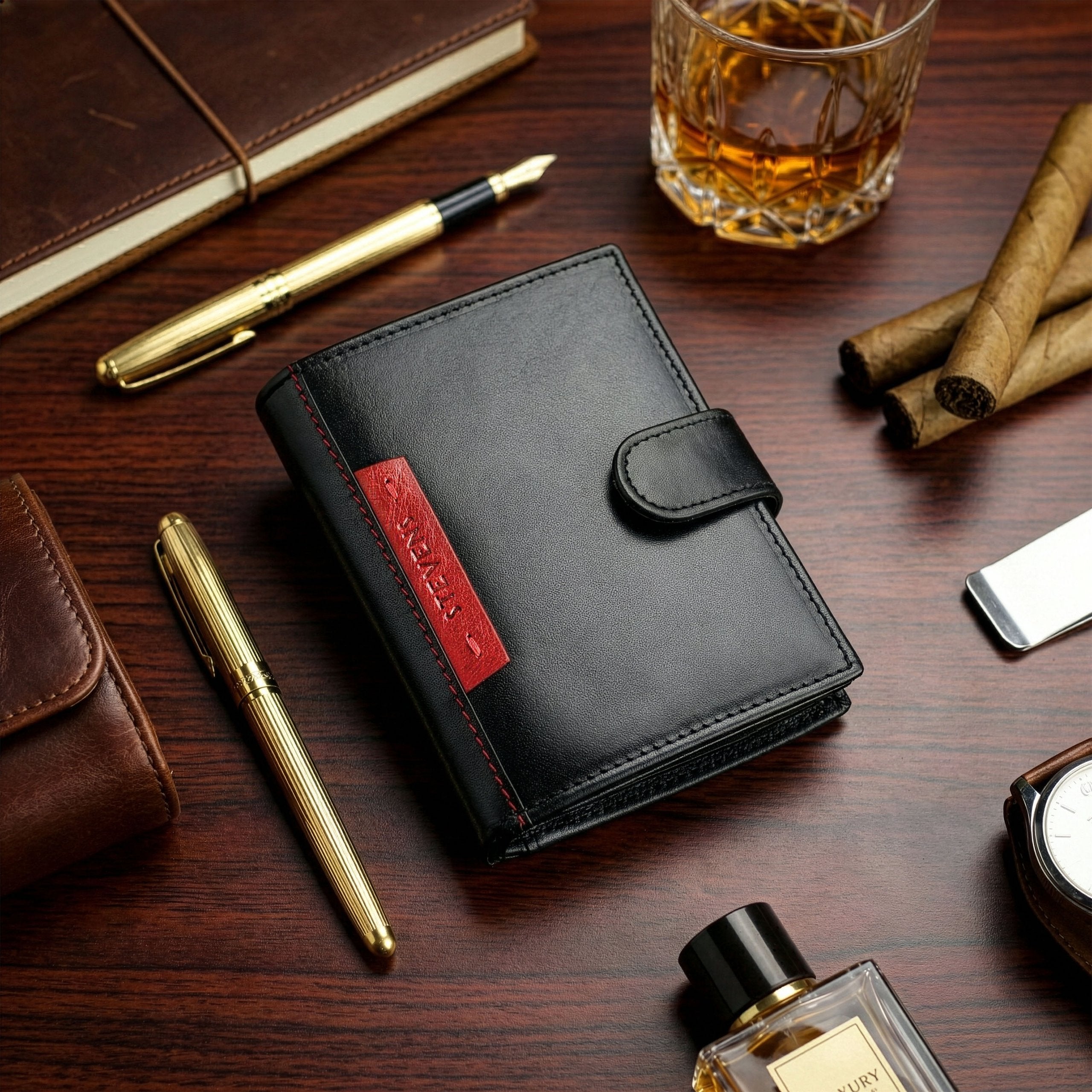 Vyriška natūralios odos piniginė Stevens Z05, juoda S514